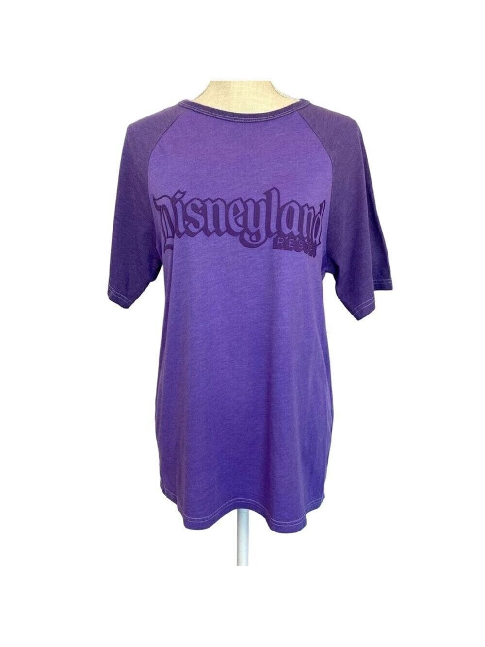 NWT New Disneyland Resort Two Tone Purple Raglan T-shirt S Disney Parks Embossed